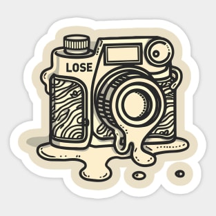 Melting line art drawing of a vintage camera Sticker